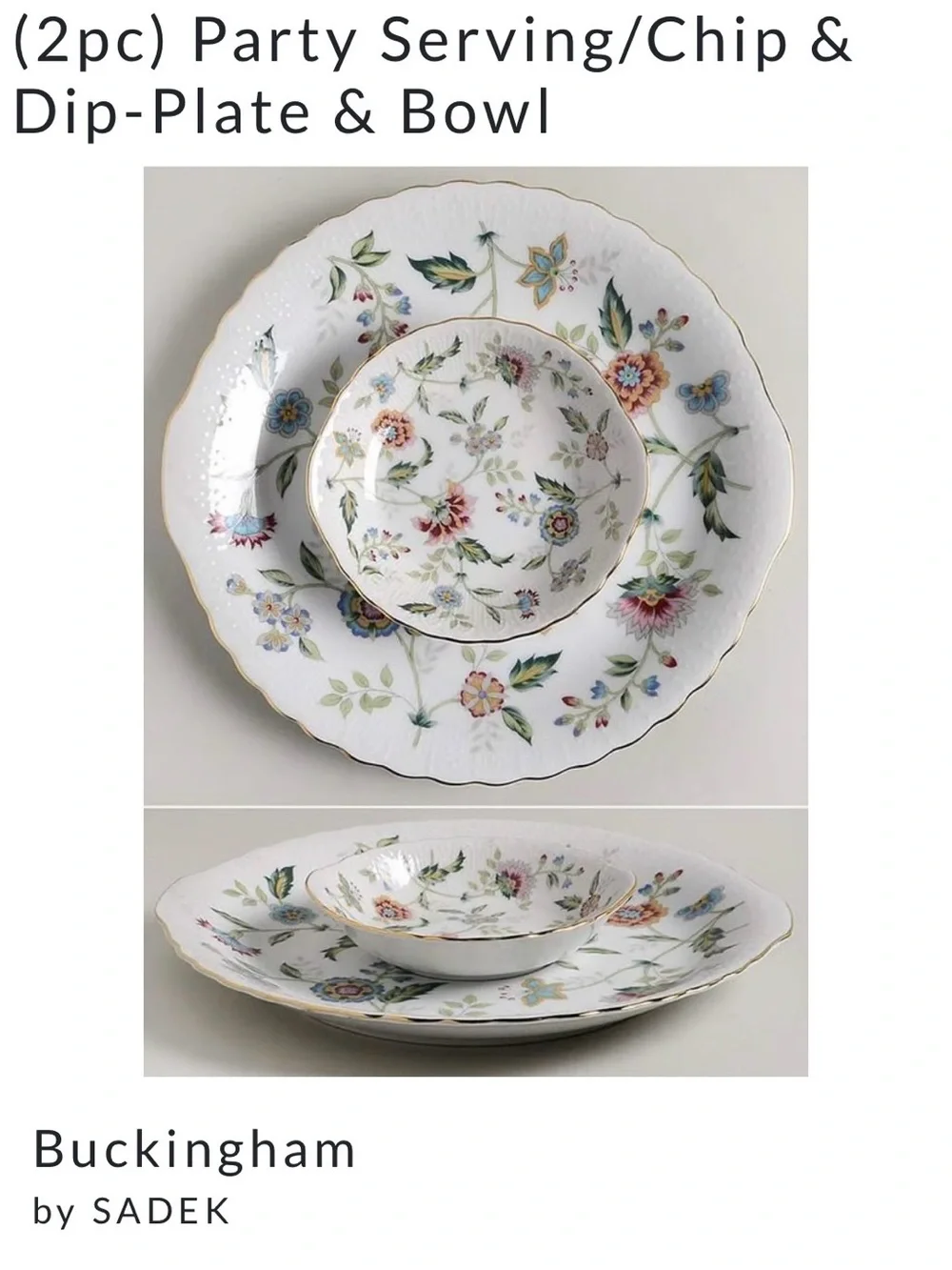 2 piece Party Serving/Chip & Dip Set Buckingham andrea by SADEK
